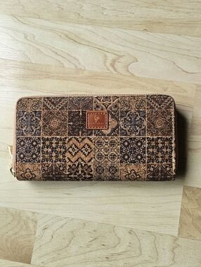 Portugal Zippered Wallet Cork Portugese Tile Patchwork Pattern